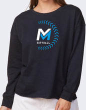 Load image into Gallery viewer, Mid Michigan Softball Ladies Crewneck - White/Carolina Laces
