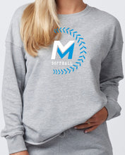 Load image into Gallery viewer, Mid Michigan Softball Ladies Crewneck - White/Carolina Laces
