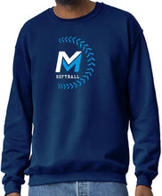 Load image into Gallery viewer, Mid Michigan Softball Crewneck - White/Carolina Laces
