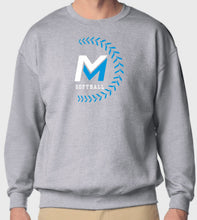 Load image into Gallery viewer, Mid Michigan Softball Crewneck - White/Carolina Laces
