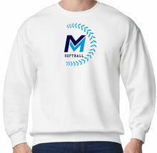 Load image into Gallery viewer, Mid Michigan Softball Crewneck - Navy/Carolina Laces
